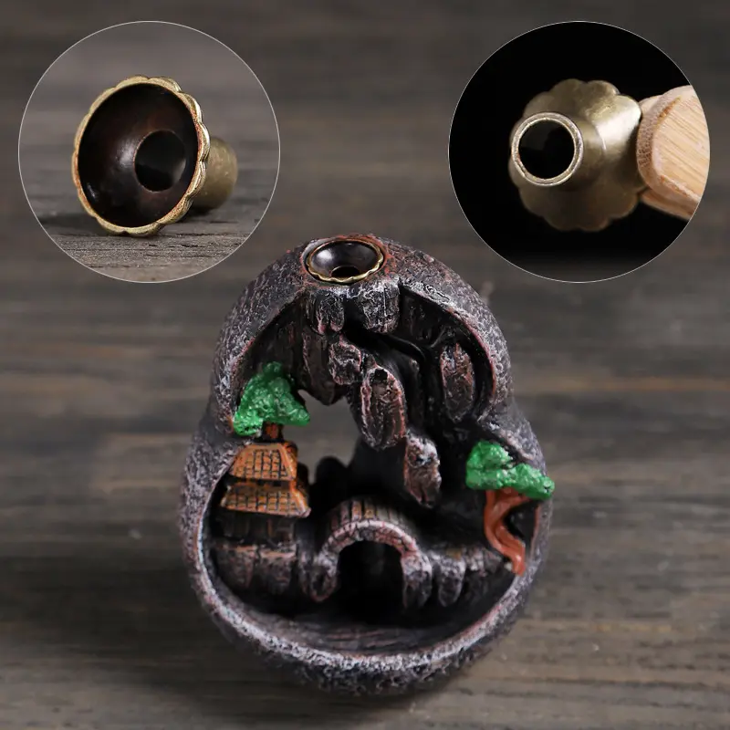 Waterfall Incense Burner Mountain Incense Holders With Backflow Incense ConesIncense Stick For Home Office Aromatcherapy