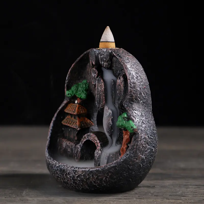 Waterfall Incense Burner Mountain Incense Holders With Backflow Incense ConesIncense Stick For Home Office Aromatcherapy