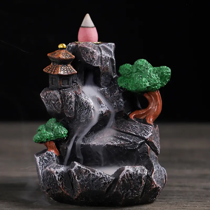 Waterfall Incense Burner Mountain Incense Holders With Backflow Incense ConesIncense Stick For Home Office Aromatcherapy