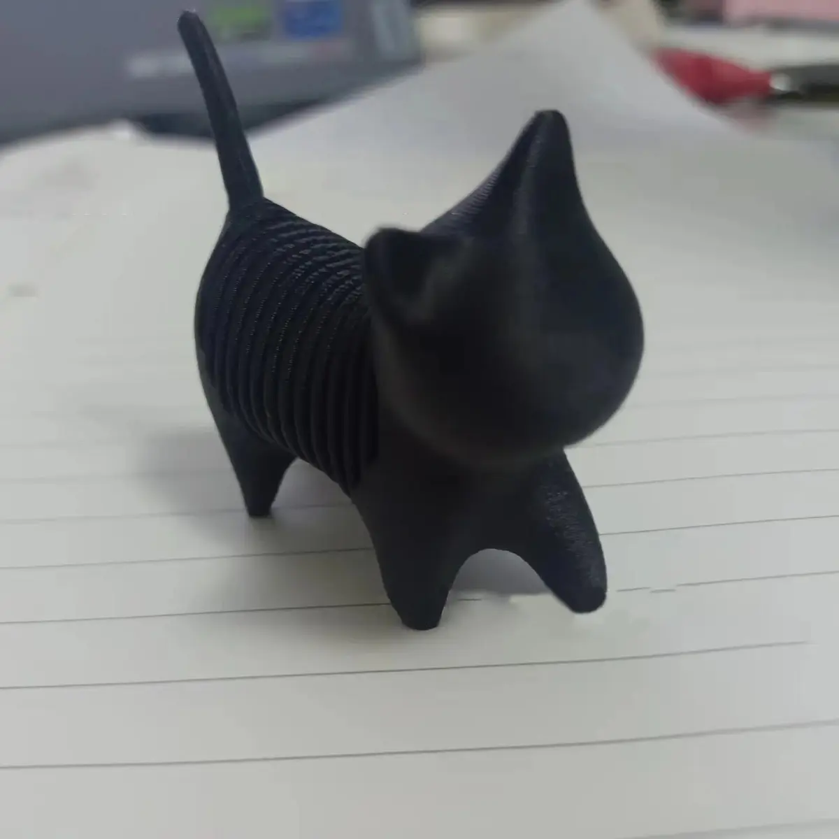 Standing Cat Statue with Spring White & Black Cat Figurine Lucky Feng Shui Black Cat Handicraft Kitten Statue Sculpture Stress