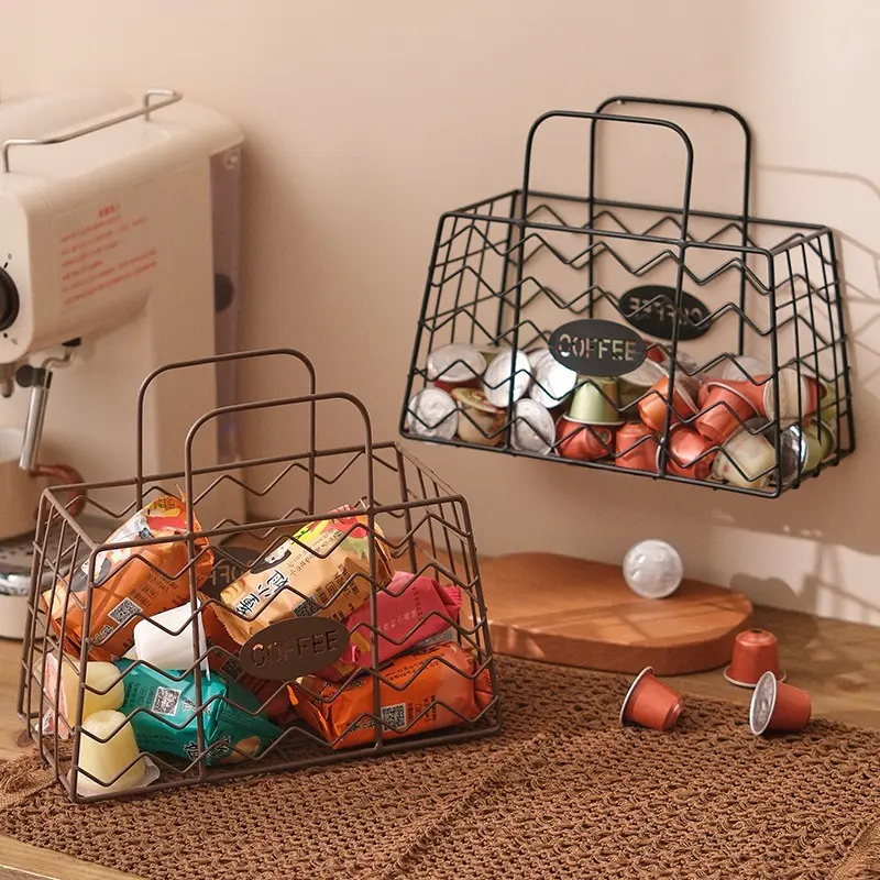 Coffee Pod Basket Coffee Bar Accessories Creamer Holder Iron Espresso Capsule Holder for Hotel Counter Living Room Coffee Bar