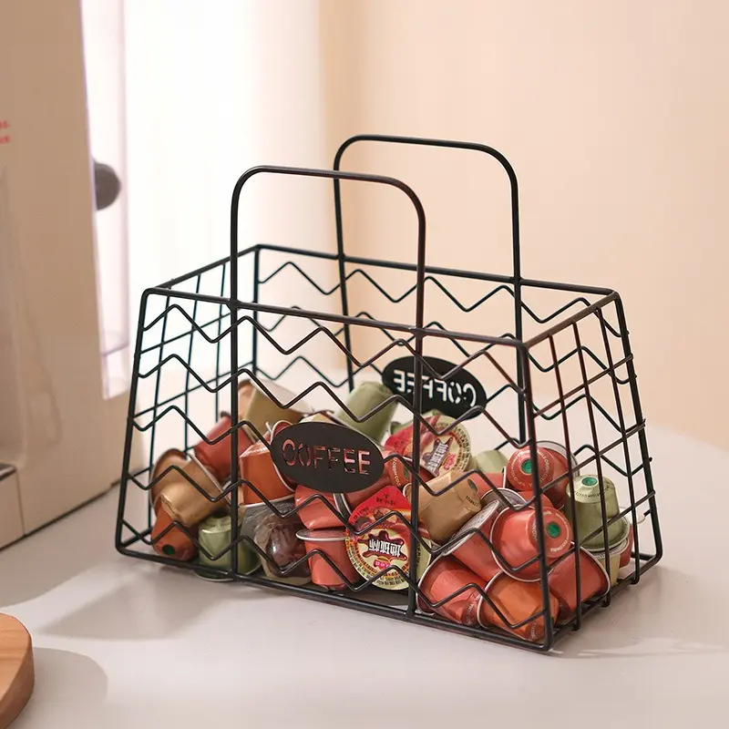 Coffee Pod Basket Coffee Bar Accessories Creamer Holder Iron Espresso Capsule Holder for Hotel Counter Living Room Coffee Bar