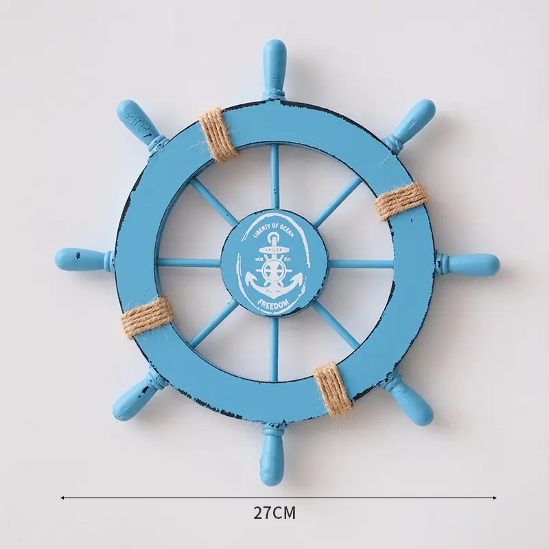 Mediterranean Ship Rudder Decoration Nautical Boat Wheel Helm Wooden Craft Home Living Room Decoration Accessories