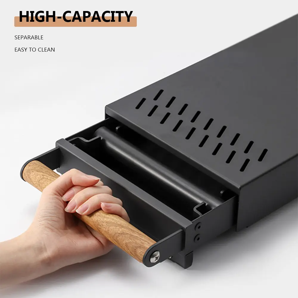 Wood Handle Drawer Coffee Knock Box Espresso Grounds Residue Stainless Steel Coffee Grounds Box Powder Residue Bucket Barista