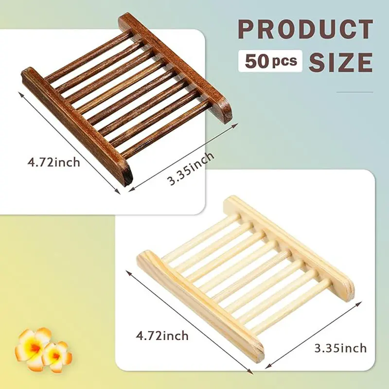 10/20/50 Pcs Wood Soap Holder Bulk Bathroom Wooden Soap Dish Tray Wood Soap Saver Hand Craft Bathtub Self Draining Dish for Soap