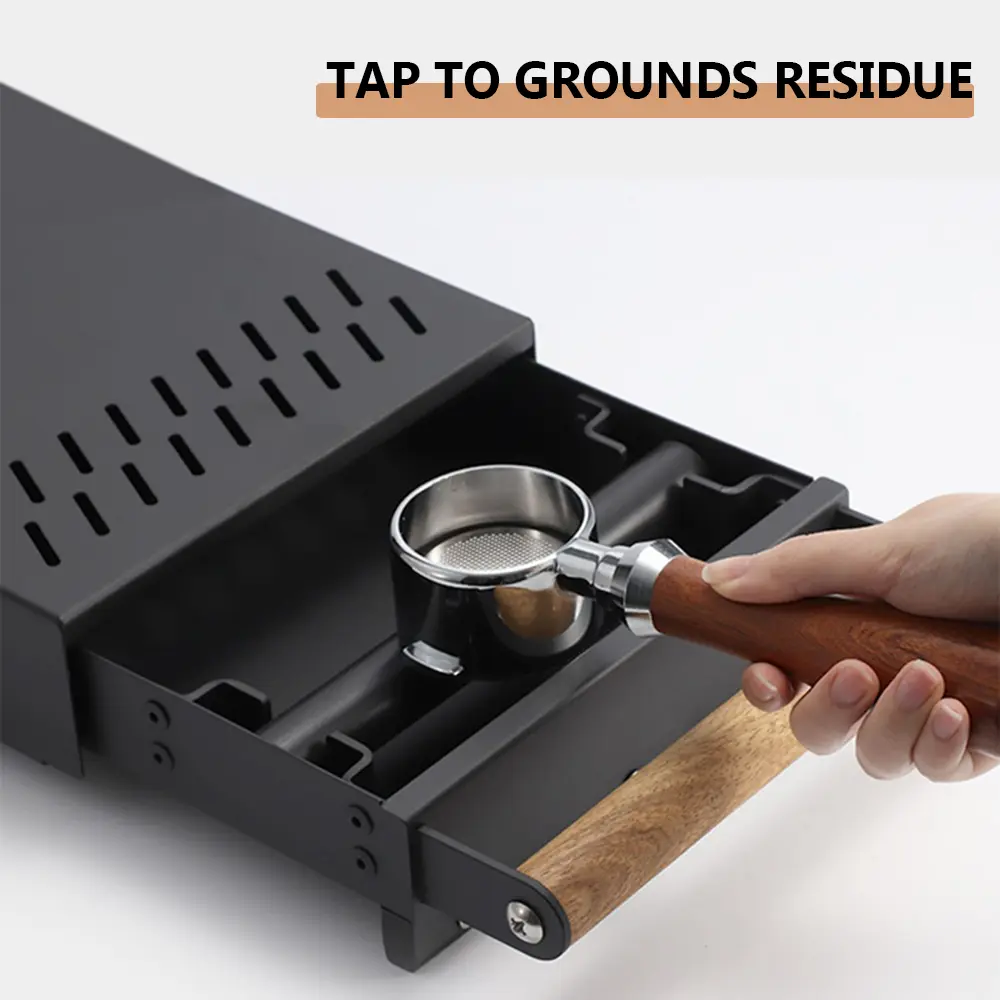 Wood Handle Drawer Coffee Knock Box Espresso Grounds Residue Stainless Steel Coffee Grounds Box Powder Residue Bucket Barista