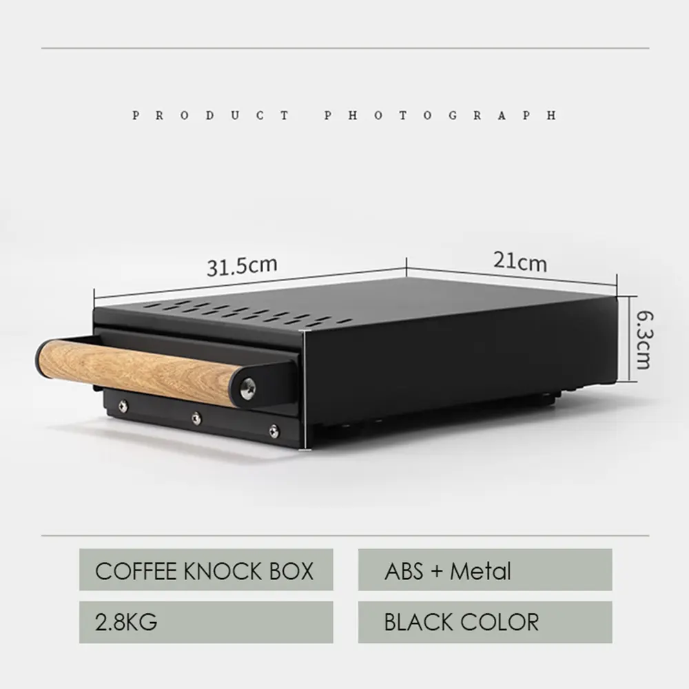 Wood Handle Drawer Coffee Knock Box Espresso Grounds Residue Stainless Steel Coffee Grounds Box Powder Residue Bucket Barista