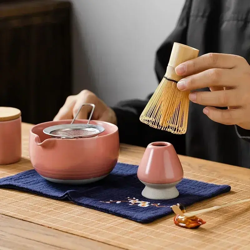 9PCS Japanese Matcha Set with Ceramic Bowl Bamboo Matcha Whisk and Tea Scoop for Tea Lovers Gifts Tea-Making Tools Accessories