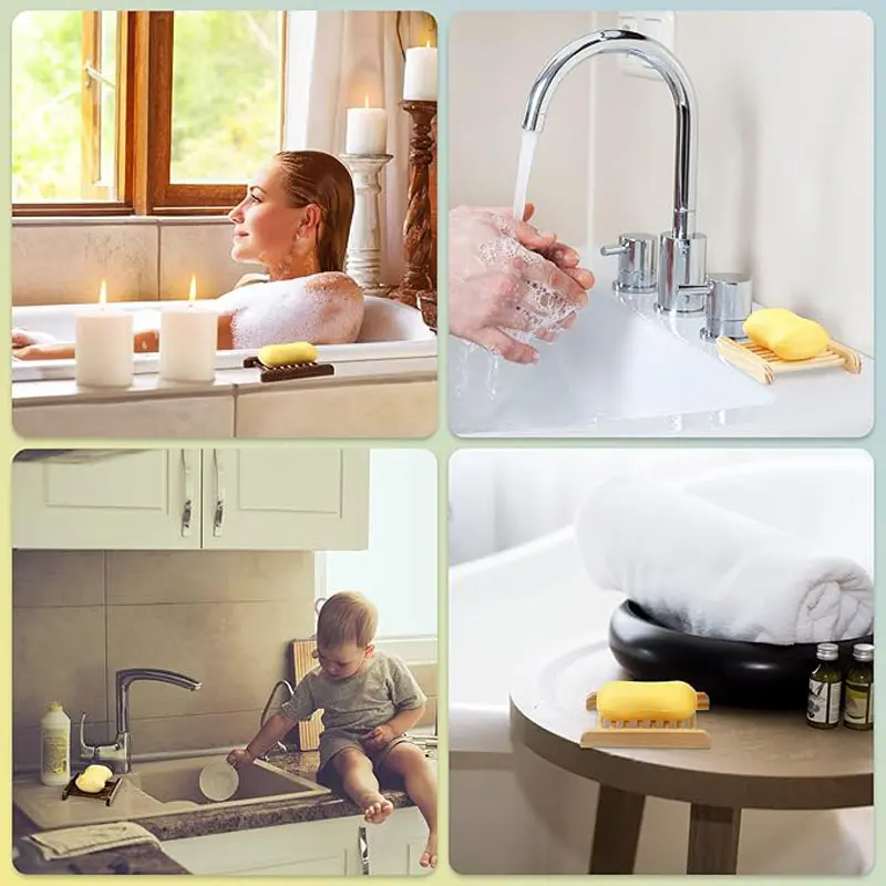 10/20/50 Pcs Wood Soap Holder Bulk Bathroom Wooden Soap Dish Tray Wood Soap Saver Hand Craft Bathtub Self Draining Dish for Soap