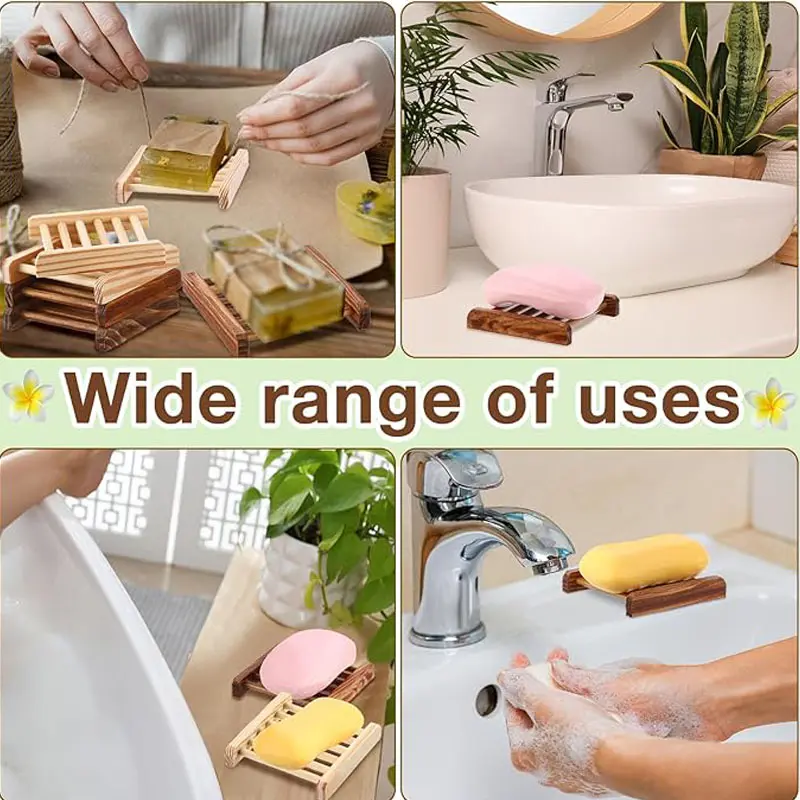 10/20/50 Piece Home Wood Soap Holder, Bathroom Wooden Soap Storage Rack Case, Self-Draining Hand Craft Wood Soap Tray