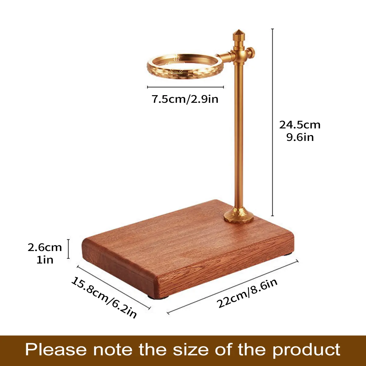 Adjustable Height Coffee Hand Brewing Stand With Vintage Wooden Base Rack Dripper Filter Cup Holder for Manual Brewing