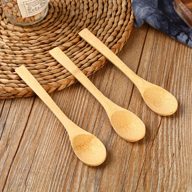 10/20/50/100pcs Bamboo Wooden Spoons Reusable Solid Bamboo Teaspoons Ice Cream Sugar Jam Honey Coffee Handmade Kitchen Utensils 