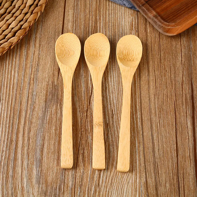 10/20/50/100pcs Bamboo Wooden Spoons Reusable Solid Bamboo Teaspoons Ice Cream Sugar Jam Honey Coffee Handmade Kitchen Utensils 
