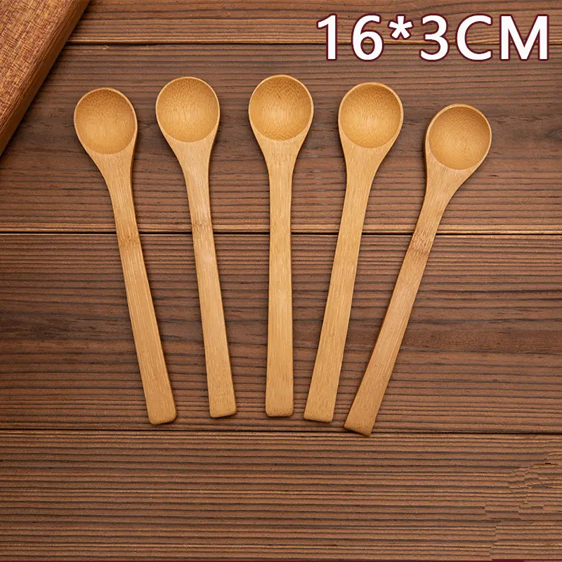 10/20/50/100pcs Bamboo Wooden Spoons Reusable Solid Bamboo Teaspoons Ice Cream Sugar Jam Honey Coffee Handmade Kitchen Utensils 