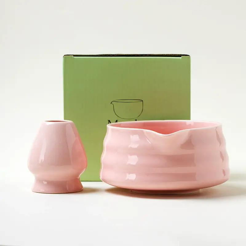 1/2Pcs Traditional Japanese Matcha Bowl and Whisk Holder Tea Bowl with Pouring Spout for Office Table Tea Ceremony Party Gift