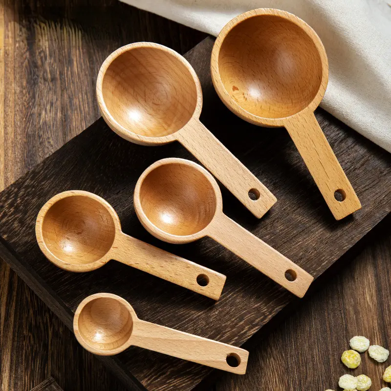 5/15/20/45/65ml Long Wooden Handle Measuring Spoon Coffee Tea Sugar Spice Spoon Kitchen Soup Spoons Home Kitchen Measuring Tools
