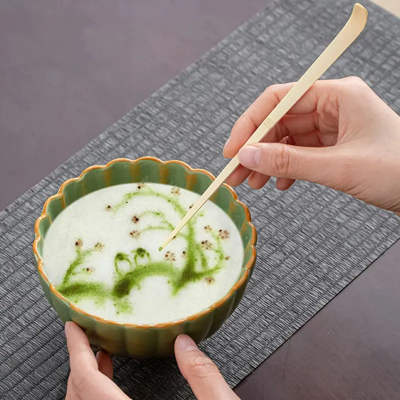 6 Pcs Japanese Bamboo Matcha Powder Whisk Teaspoon Ceramic Bowl Tranditional Tea Matcha Whisk Sets Home Tea-making Accessories
