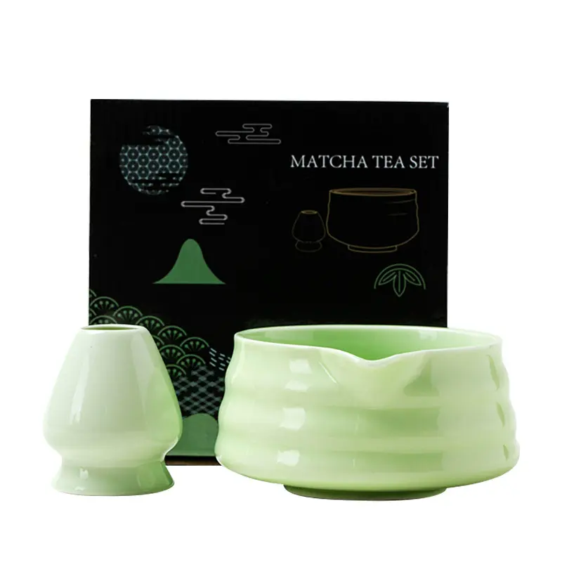 1/2Pcs Traditional Japanese Matcha Bowl and Whisk Holder Tea Bowl with Pouring Spout for Office Table Tea Ceremony Party Gift
