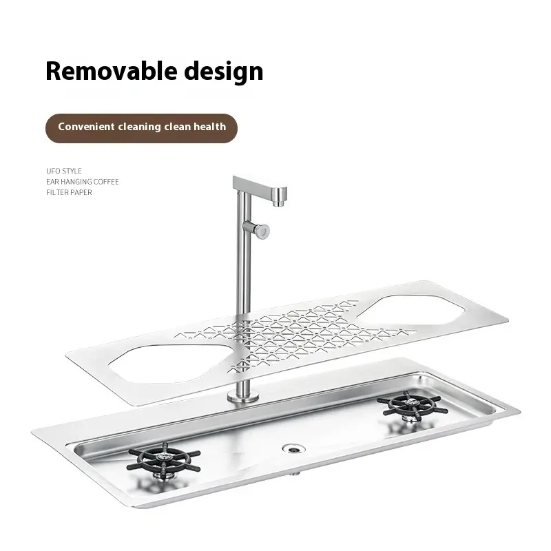 Stainless Steel Bar Pitcher Rinser Embedded Sink High Pressure Cup Washer Commercial Faucet Cafe Automatic Cleaning Cup Pusher