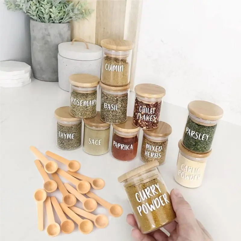 500/1000pcs Kitchen Mini Spoons Honey Coffee Kitchen Cooking Small Wooden Salt Spoons for Spice Jars Tools Measuring Spoons Set