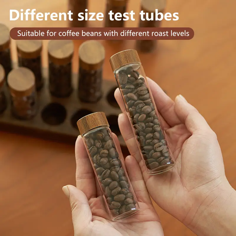 Coffee Beans Storage Container Display Rack Walnut Tea Tube Bottle Glass Espresso Coffee Accessories Tool Barista Coffeware Sets
