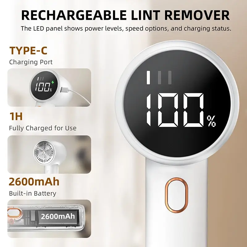 Portable Hair Ball Trimmer Wireless Electric Hair Removal Digital Display USB Charging 3speed Adjustment Clothing Shaver Machine