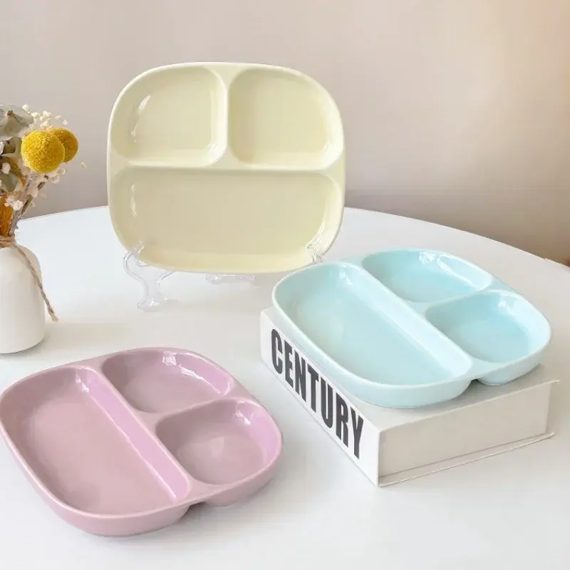 3Grid Plates for Food Dinner Plates Dinnerware Dining Compartment Plate Serving Dishes Salad Kitchen Eco-friendly Tableware