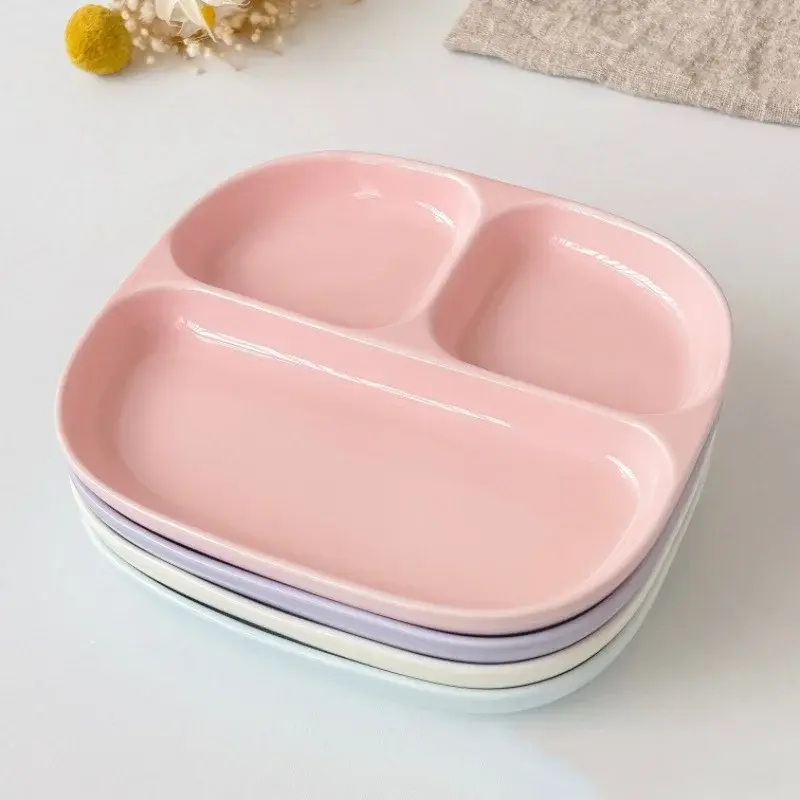 3Grid Plates for Food Dinner Plates Dinnerware Dining Compartment Plate Serving Dishes Salad Kitchen Eco-friendly Tableware