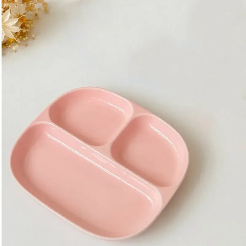 3Grid Plates for Food Dinner Plates Dinnerware Dining Compartment Plate Serving Dishes Salad Kitchen Eco-friendly Tableware