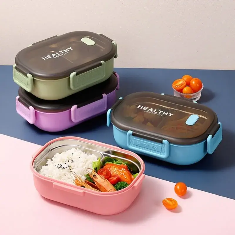 Lunch Box 900ML Stainless Steel Sealed Bento Box Kids School Office Picnic Cute Portable Food Container High Capacity Tableware