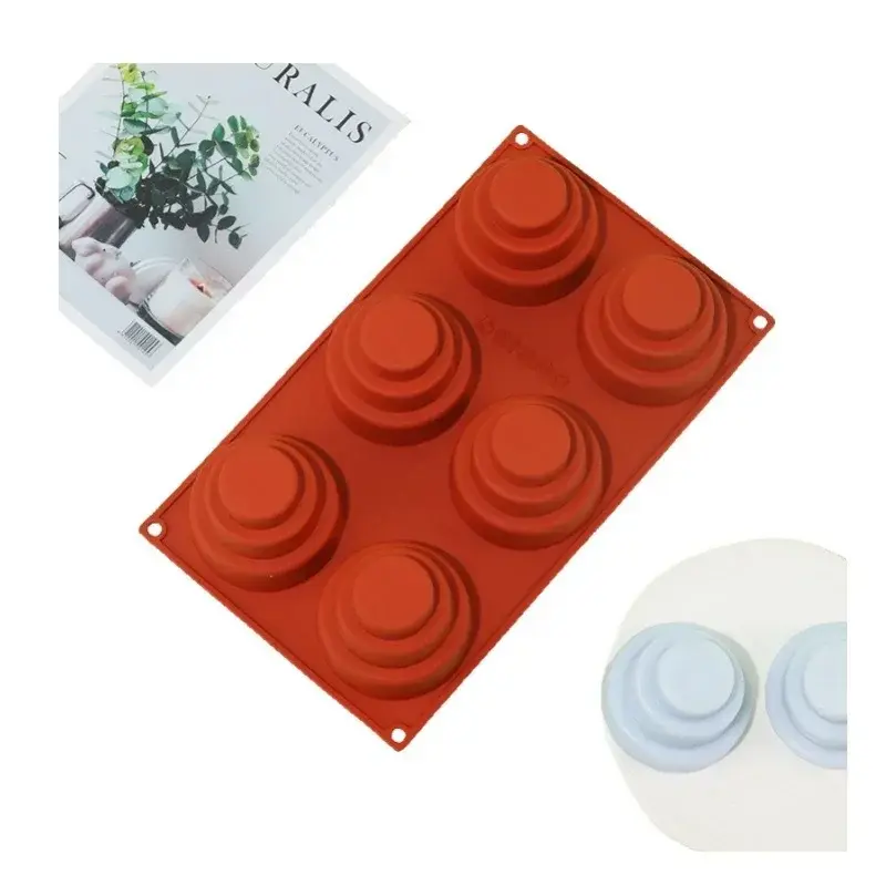 6 Cavities Silicone Mini Tiered Cake Pan Heat Resistance 3 Tier Cupcake Pan Cake Mould Multi Tiered Mould Silicone Cupcake Molds
