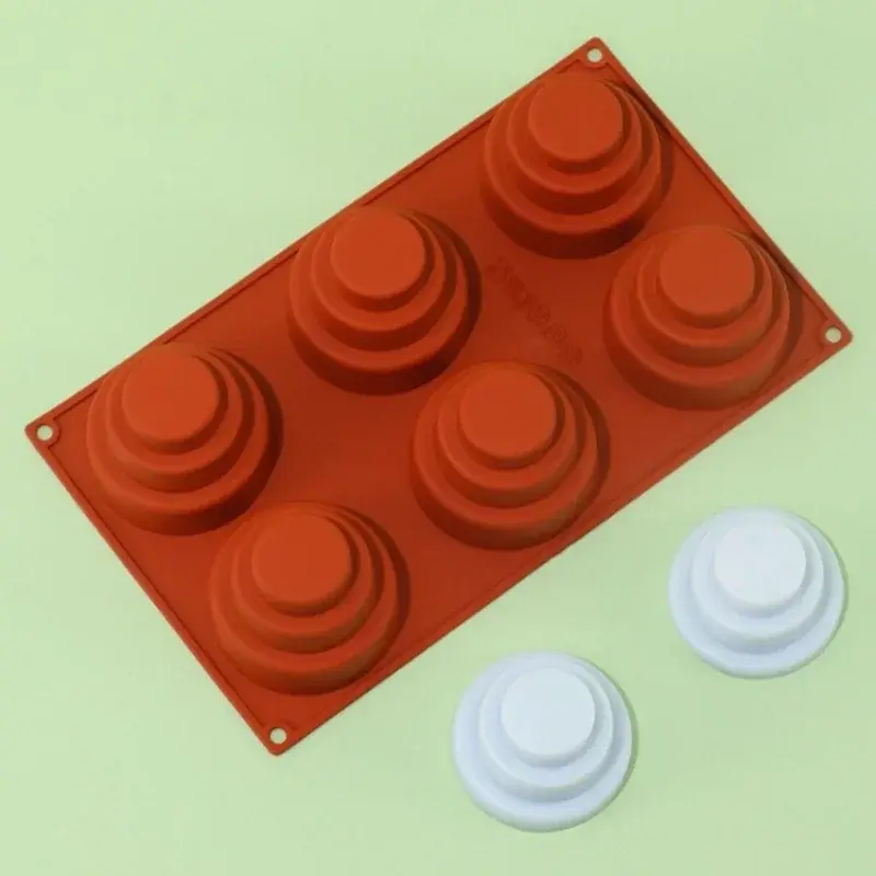 6 Cavities Silicone Mini Tiered Cake Pan Heat Resistance 3 Tier Cupcake Pan Cake Mould Multi Tiered Mould Silicone Cupcake Molds