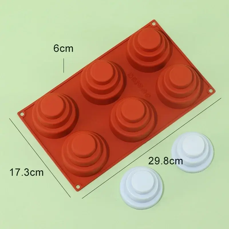 6 Cavities Silicone Mini Tiered Cake Pan Heat Resistance 3 Tier Cupcake Pan Cake Mould Multi Tiered Mould Silicone Cupcake Molds