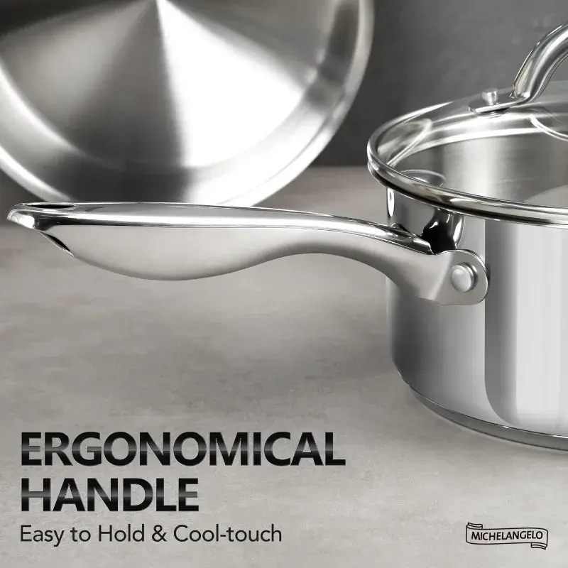 MICHELANGELO Stainless Steel Soup Pot with Lid Hollow Handle Steamer Set Cooking Pot Three-layer Bottom Stew Pot for All Stoves
