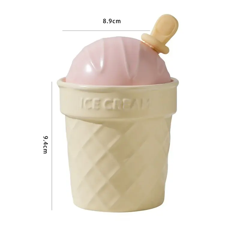 320ML Cute Ice Cream Cone Ceramic Cup Girl Heart Red Mug High Appearance Level with Cover Scoop Water Cup Breakfast Cup