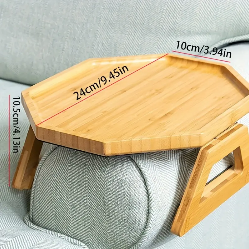 Sofa Tray Foldable Wooden Sofa Armrest Table Living Room Round Rhombus Rectangle Snack Groceries Tray Practical ​Household Tools