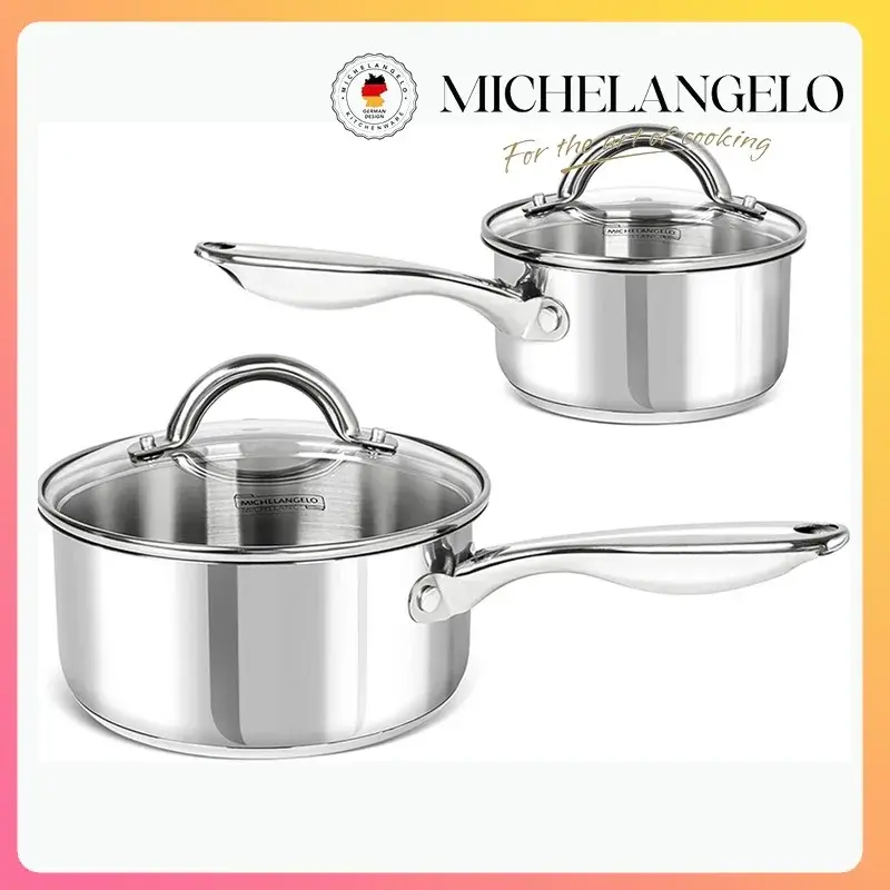 MICHELANGELO Stainless Steel Soup Pot with Lid Hollow Handle Steamer Set Cooking Pot Three-layer Bottom Stew Pot for All Stoves