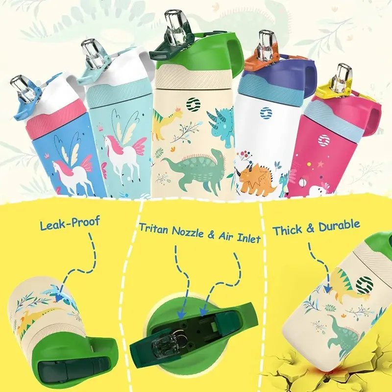 Children Thermo Cup Cartoon Pattern Portable Kids Water Bottle Stainless Steel Vacuum Flasks Keep Cold Travel Drinking Utensil