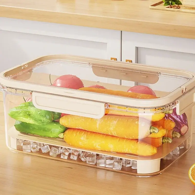 Portable Crisper Large Capacity Multifunctional Sealed Handheld Food Preservation Box Vegetable Fruit Sealed Box Drain Basket