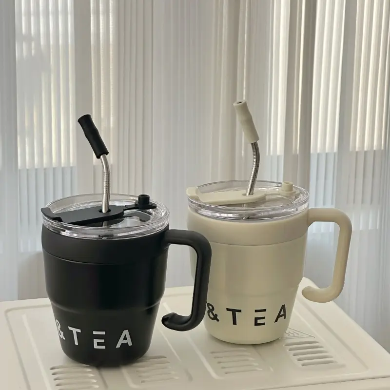 Coffee Cup Stainless Steel Insulated Cups Portable Cold Hot Drinks Water Cup Milk Mug with Straw Household Office Drinkware