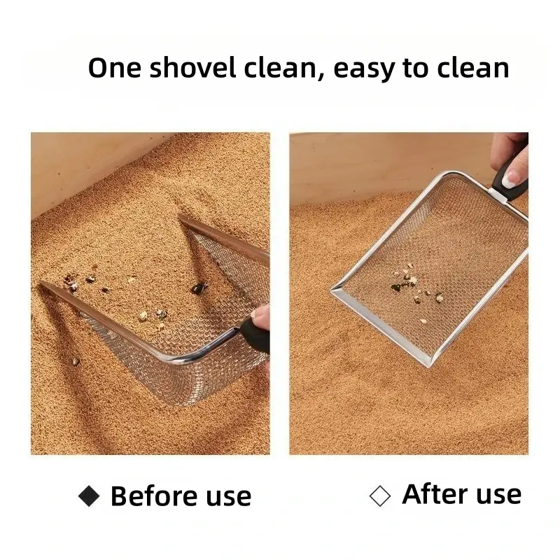 Cat Sand Shovel Stainless Steel Fine Pores Cat Litter Scoop Multipurpose Pet Poop Shovel Pet Feces Cleaning Tool Cat Supplies