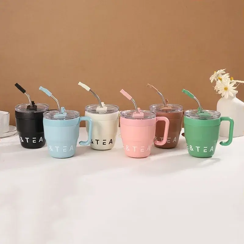 Coffee Cup Stainless Steel Insulated Cups Portable Cold Hot Drinks Water Cup Milk Mug with Straw Household Office Drinkware