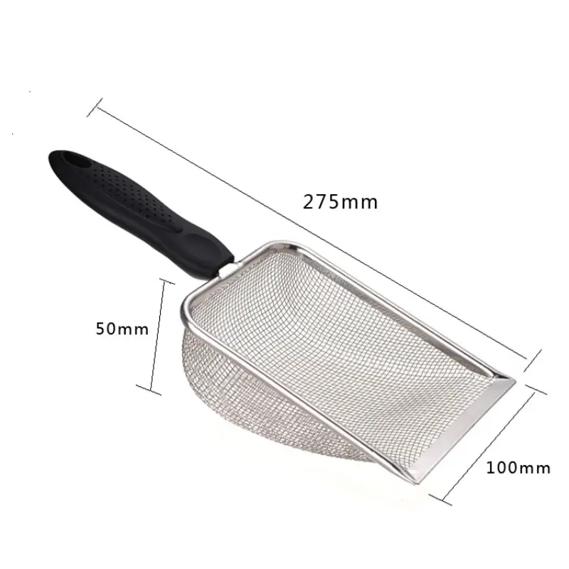 Cat Sand Shovel Stainless Steel Fine Pores Cat Litter Scoop Multipurpose Pet Poop Shovel Pet Feces Cleaning Tool Cat Supplies