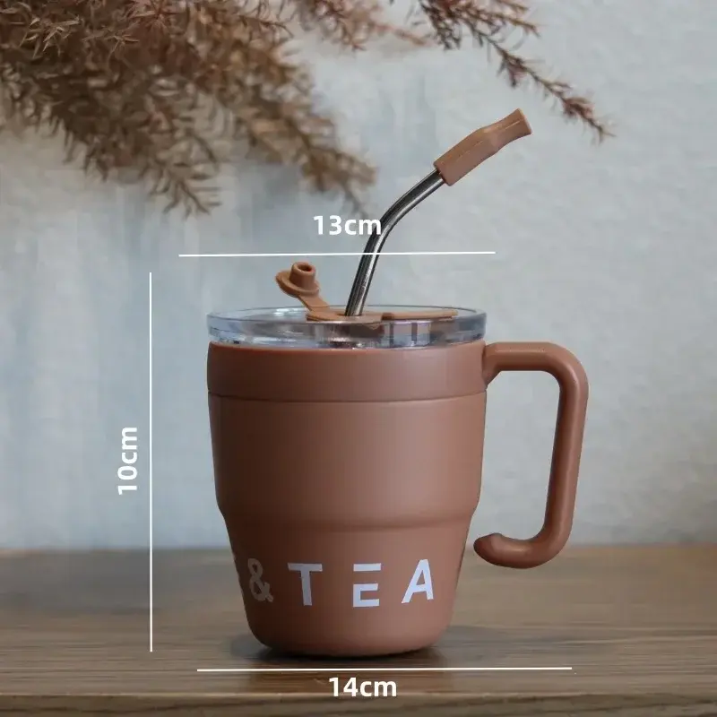 Coffee Cup Stainless Steel Insulated Cups Portable Cold Hot Drinks Water Cup Milk Mug with Straw Household Office Drinkware