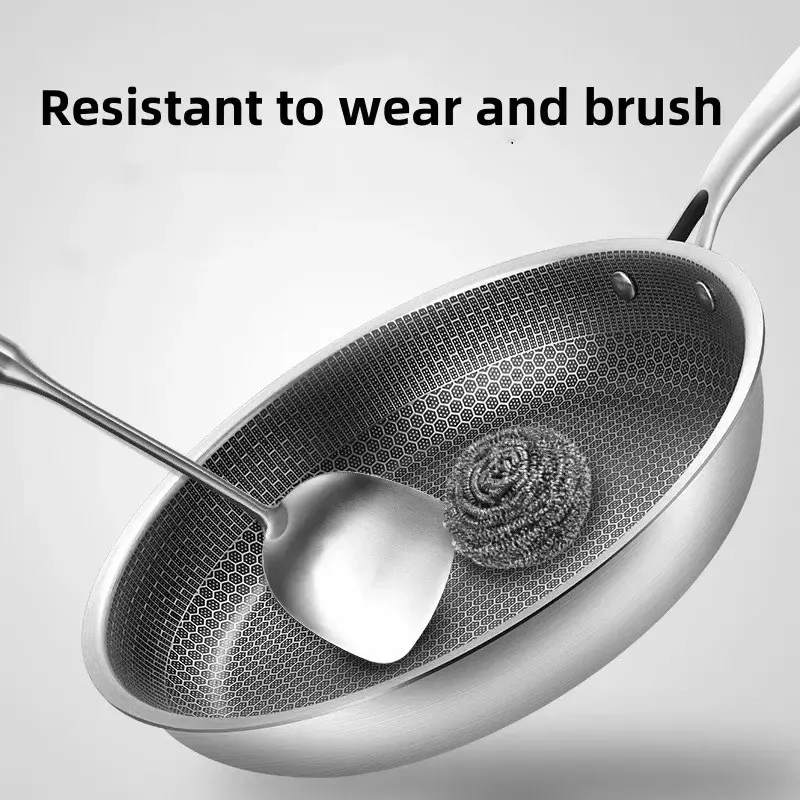 Stainless Steel Frying Pan Honeycomb Non Stick Wok Steak Skillet Cookware Kitchen Supplies Induction Cooker Gas Stove Universal
