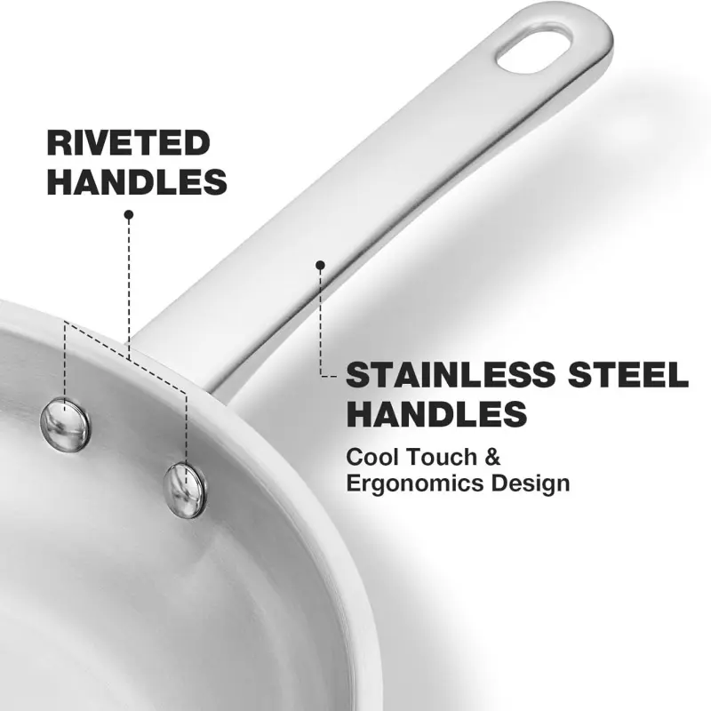 Koch Systeme CS 10/12-inch Stainless Steel Frying Pan Uncoated Pan for Professional Cooking Egg Meat Frying Pan Kitchen Cookware
