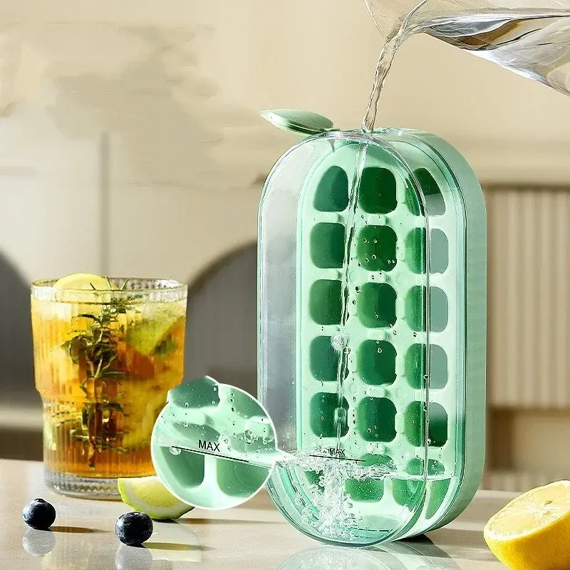 Ice Mold with Lid 18 Grid Food-grade Silicone Soft Bottom Ice Mould Ice Storage Container Ice-making Box Kitchen Accessories