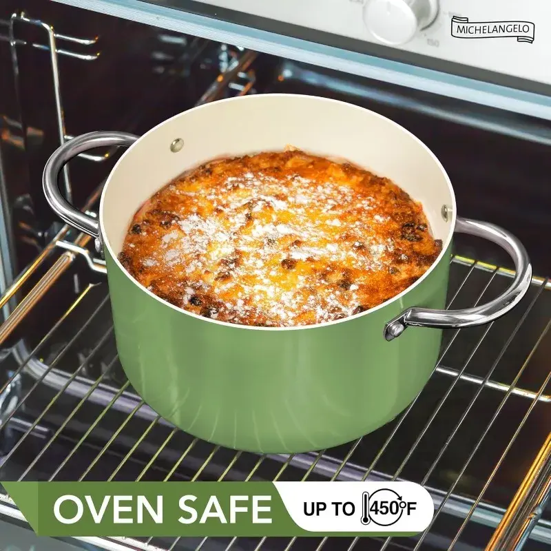 MICHELANGELO 6-Quart Stock Pot with Lid Nonstick Cooking Pot Soup Pot with Ceramic Coating Induction Compatible Kitchen Cookware