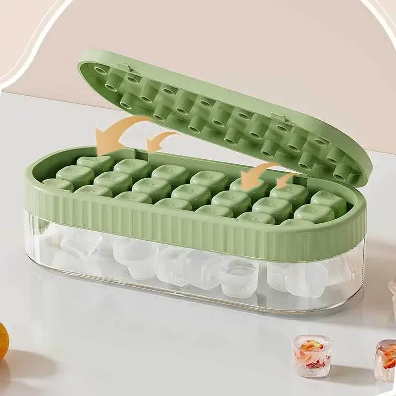Ice Mold with Lid 18 Grid Food-grade Silicone Soft Bottom Ice Mould Ice Storage Container Ice-making Box Kitchen Accessories