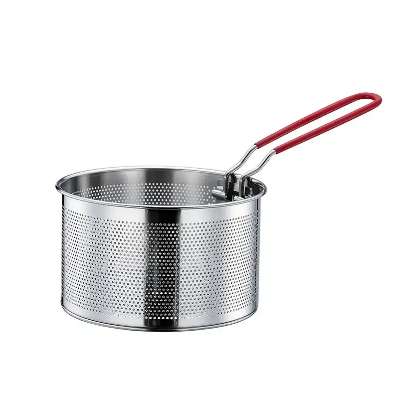 304 Stainless Steel Fried Mesh Kitchen Fry Basket Cooking Basket Fry Pan Oil Pan Strainer Noodle Spoon Colander French Fries